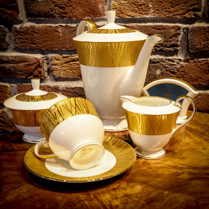 Gold Bamboo 17 Parça Porselen Çay Takımı