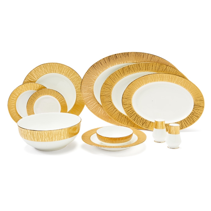Gold Bamboo 70 Parça Porselen Yemek Takımı